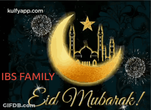 IBS Family Eid Mubarak Card Crescent Moon Mosque GIF