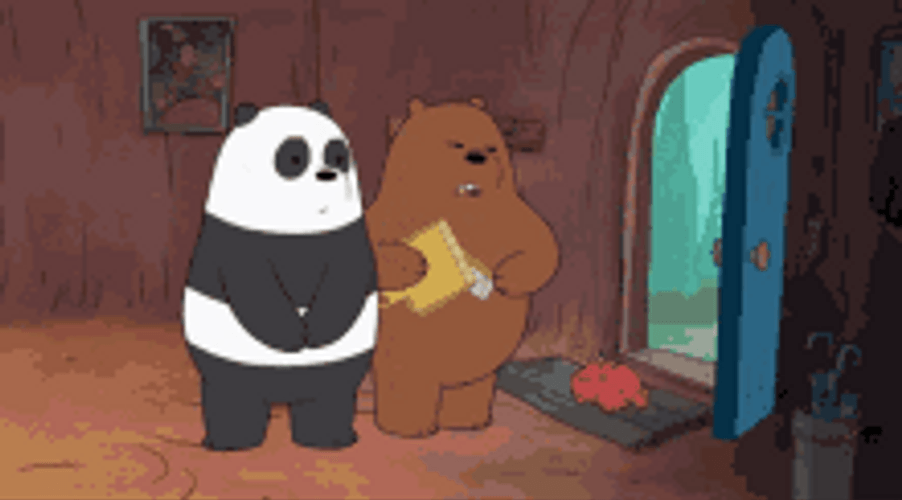 Ice Bear Broom Sweep Out The Door GIF
