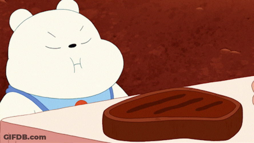 Ice Bear Chomping On Steak GIF