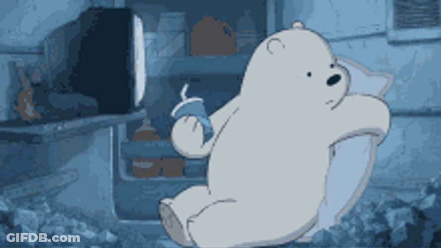 Ice Bear Comfy Fridge Pillow Nap GIF