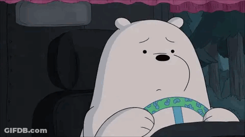 Ice Bear From We Bare Bears Sitting In Car In Underwear GIF
