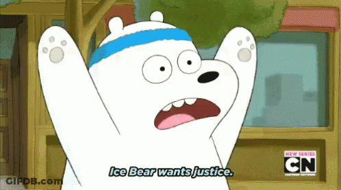 Ice Bear From We Bare Bears Wants Justice With His Arms In The Air GIF