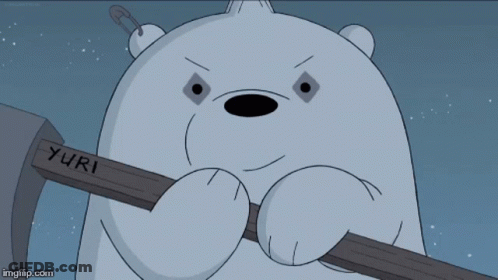 Ice Bear Holding Stick Saying Yuri GIF