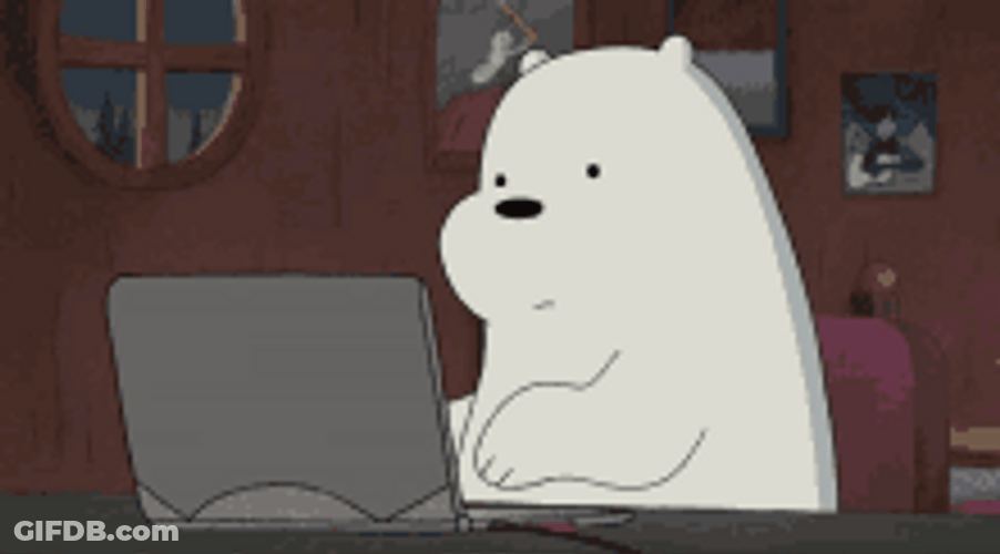 Ice Bear Laptop Typing Working Busy GIF
