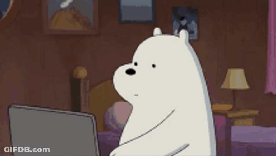 Ice Bear Smirk Smile Internet Surfing Laptop GIF