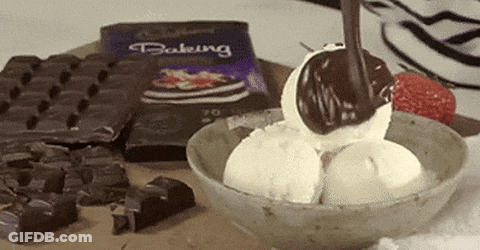 Ice Cream Bowl With Chocolate Sauce GIF