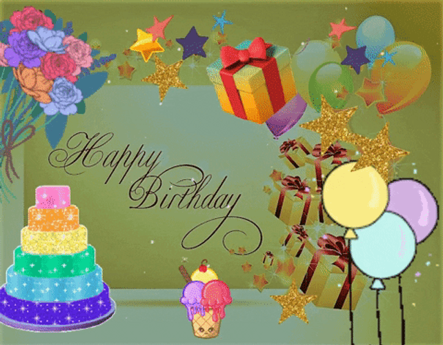 Ice Cream Cake Happy Birthday GIF