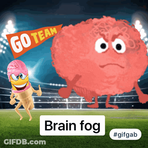 Ice Cream Cone Giving Thumbs Up Next To Brain Fog GIF