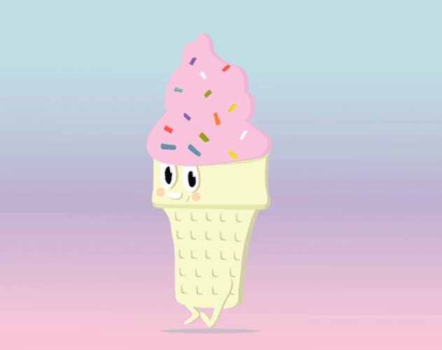 Ice Cream Cone Walking Cartoon GIF
