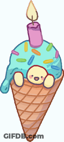 Ice Cream Cone With Birthday Candle GIF