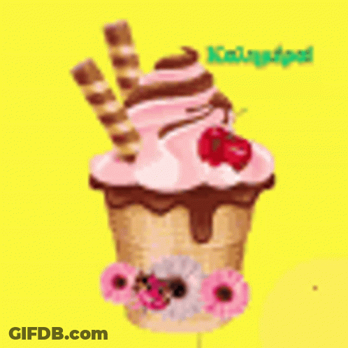 Ice Cream Cone With Cherry GIF