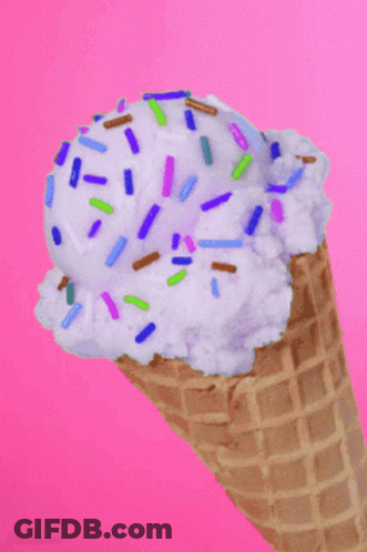 Ice Cream Cone With White Ice Cream And Sprinkles GIF