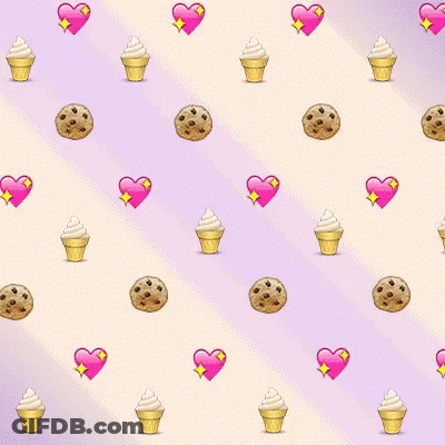 Ice Cream Cones Cookies And Hearts Pattern GIF