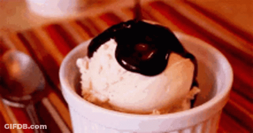 Ice Cream Scoop With Chocolate Sauce GIF