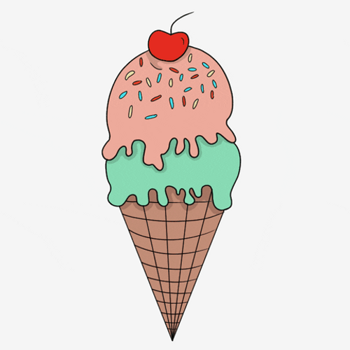 Ice Cream Scoops Melting Art GIF
