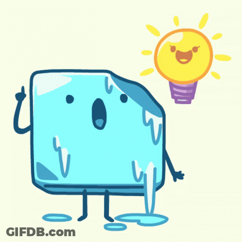 Ice Cube Character With Light Bulb GIF