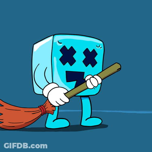 Ice Cube Cleaning Floor GIF