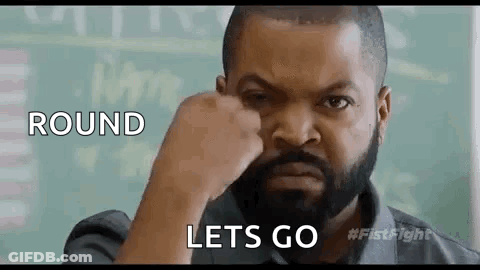 Ice Cube Fist Bump Chalkboard Saying Round Lets Go GIF