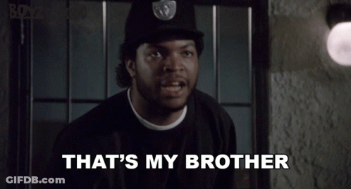 Ice Cube In Hat Says That's My Brother GIF