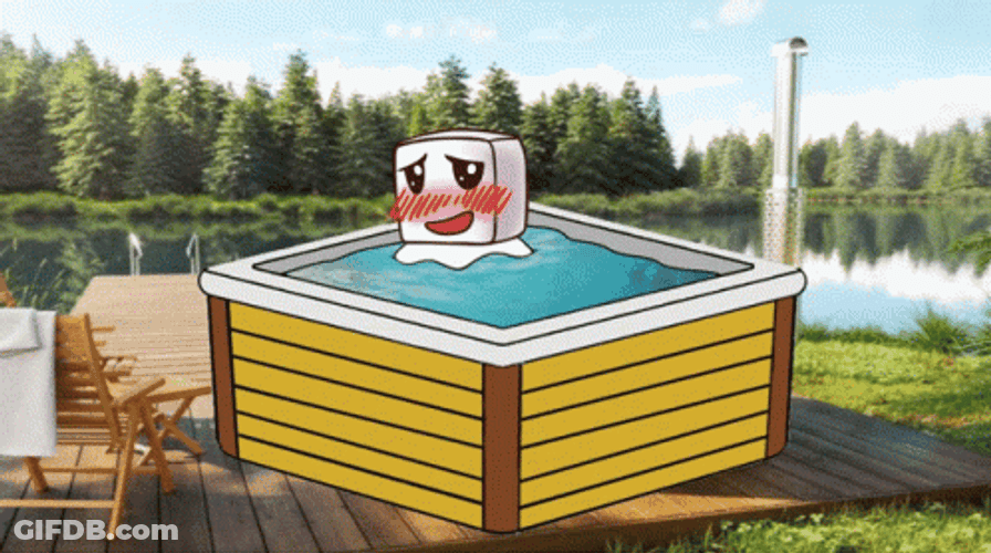 Ice Cube In Hot Tub GIF