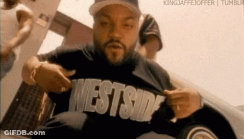 Ice Cube In Westside T-Shirt Sitting On Floor GIF