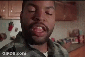 Ice Cube Is Making A Funny Face In A Kitchen With His Eyes Closed . GIF