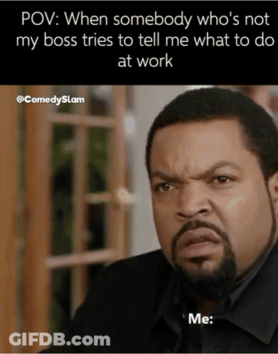 Ice Cube Is Making A Funny Face With The Caption " Pov When Somebody Who 'S Not My Boss GIF