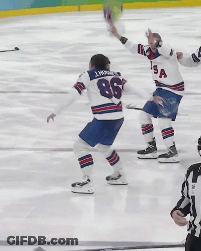 Ice Hockey Players Celebrating Goal GIF