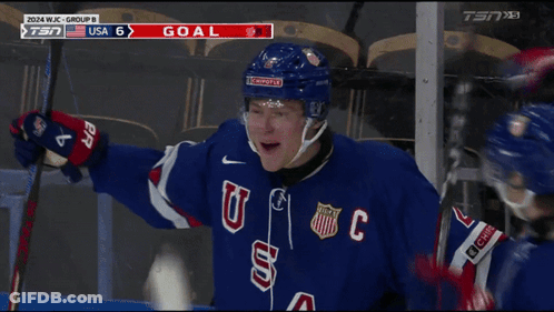 Ice Hockey Players Celebrating Goal For USA GIF