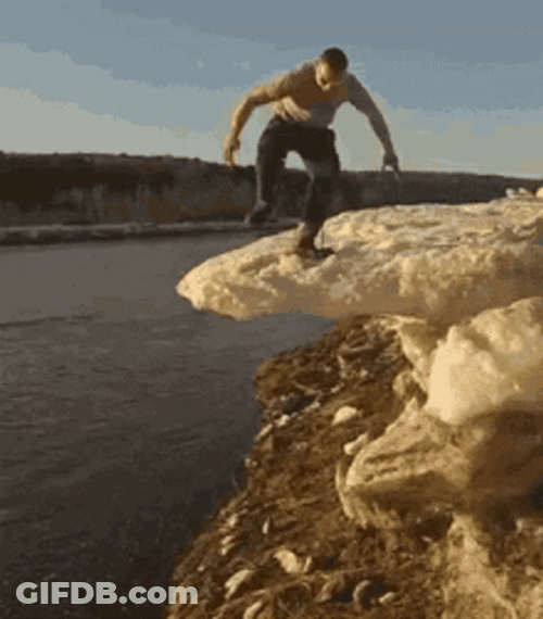 Icebreaker Falling Off The Cliff GIF
