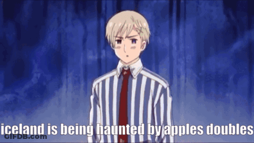 Iceland Is Being Haunted By Apples Doubles And A Man In A Striped Shirt GIF