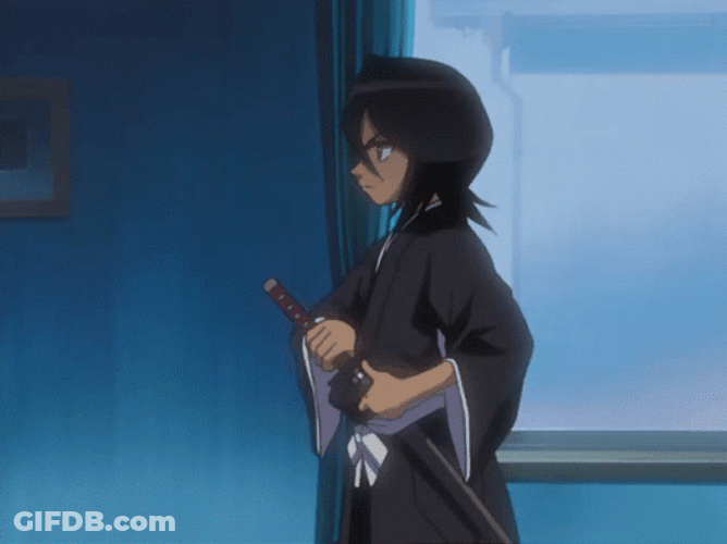 Ichigo Kicks Rukia Kuchiki GIF
