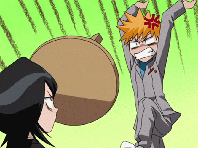 Ichigo Kurosaki Angry Rukia Bleach Anime GIF