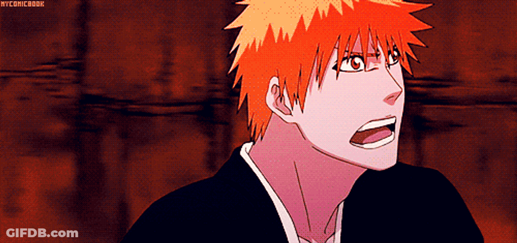 Ichigo Kurosaki Angry Sword Swing Attack GIF