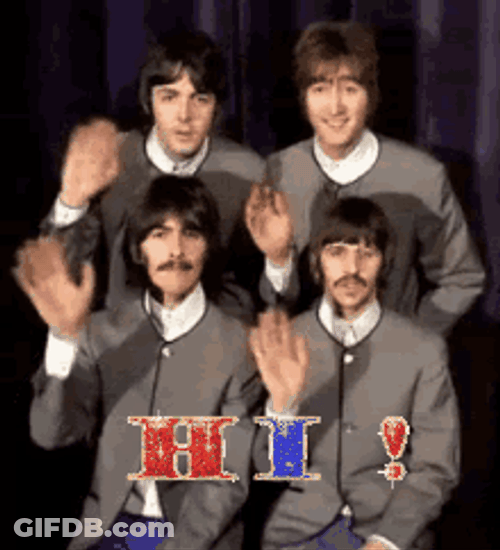 Iconic Beatles Rock Band Waving Hi GIF