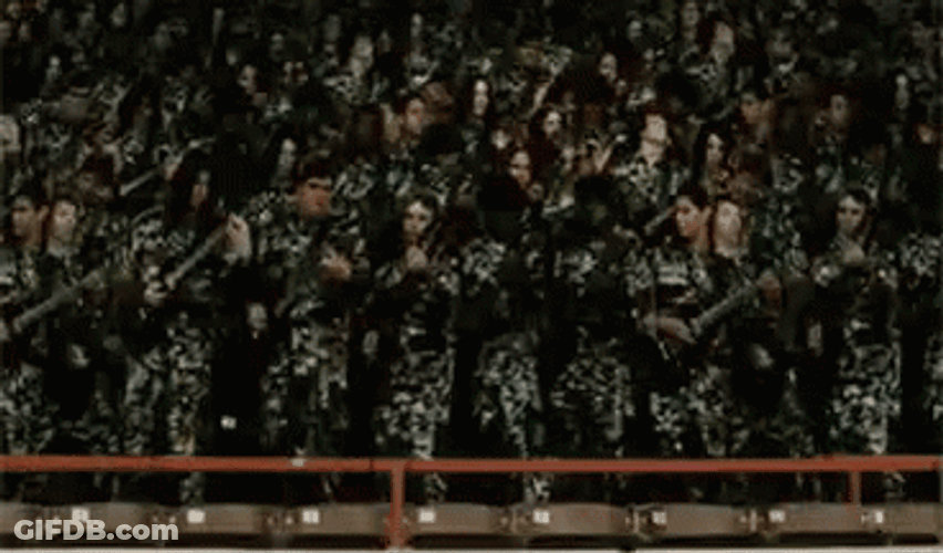 Idiocracy Soldiers Dancing While Holding Ripples GIF