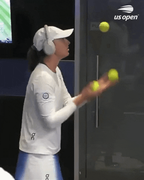 Iga Swiatek Juggling Tennis Balls US Open GIF