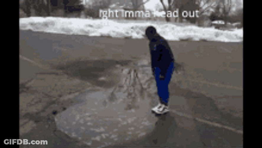 Ight Imma Head Out Man Jumping In Puddle GIF