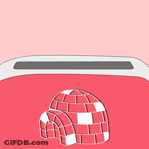 Igloo In A Toaster On Pink Background GIF