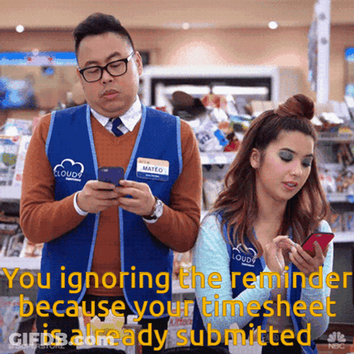 Ignoring The Timecard Reminder GIF
