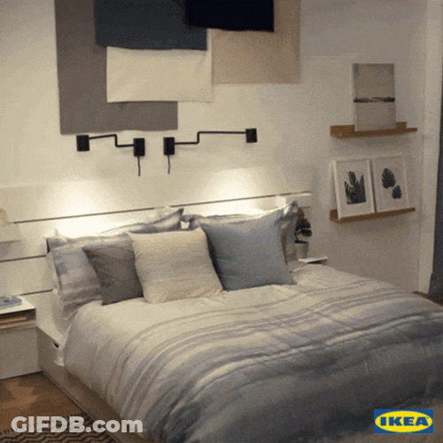 Ikea Sleepy Head Jump On Bed GIF