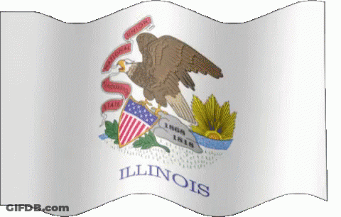 Illinois State Flag With Eagle And Shield GIF