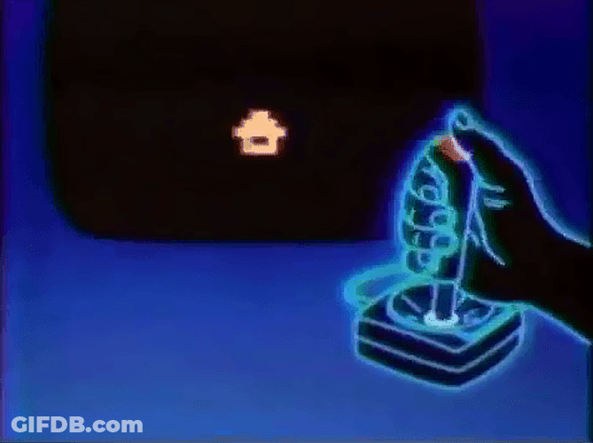 Illuminating Neon Blue Joystick Controller GIF