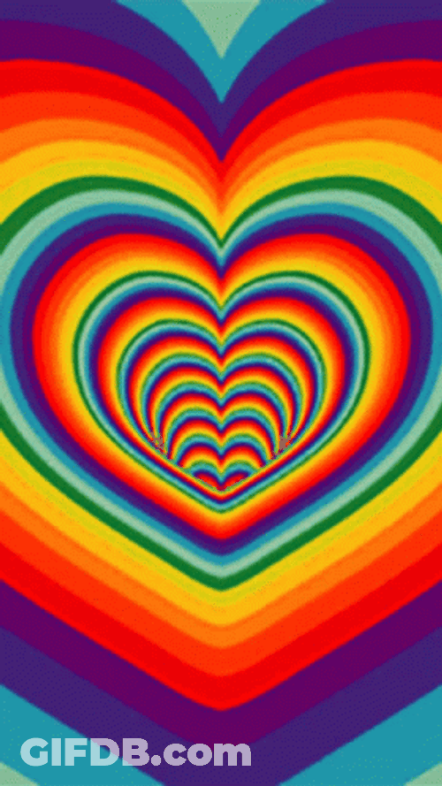Illusion Rainbow Heart Tunnel GIF