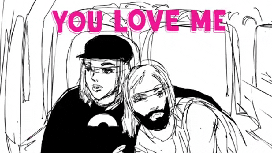 Illustrated Couple You Love Me GIF