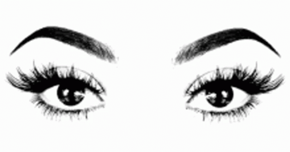 Illustrated Eyes Winking Long Eyelashes GIF