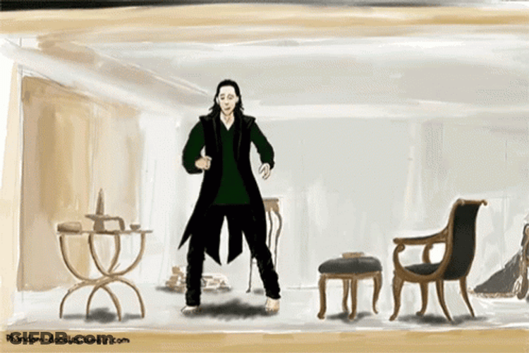 Illustrated Happy Loki Dance GIF