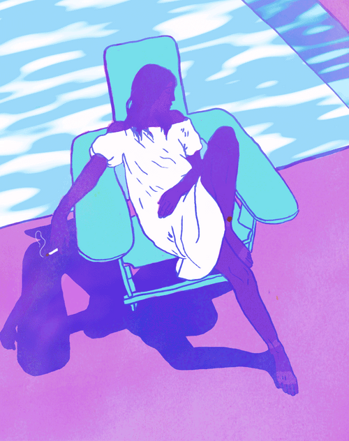 Illustration Girl Pool Smoking GIF