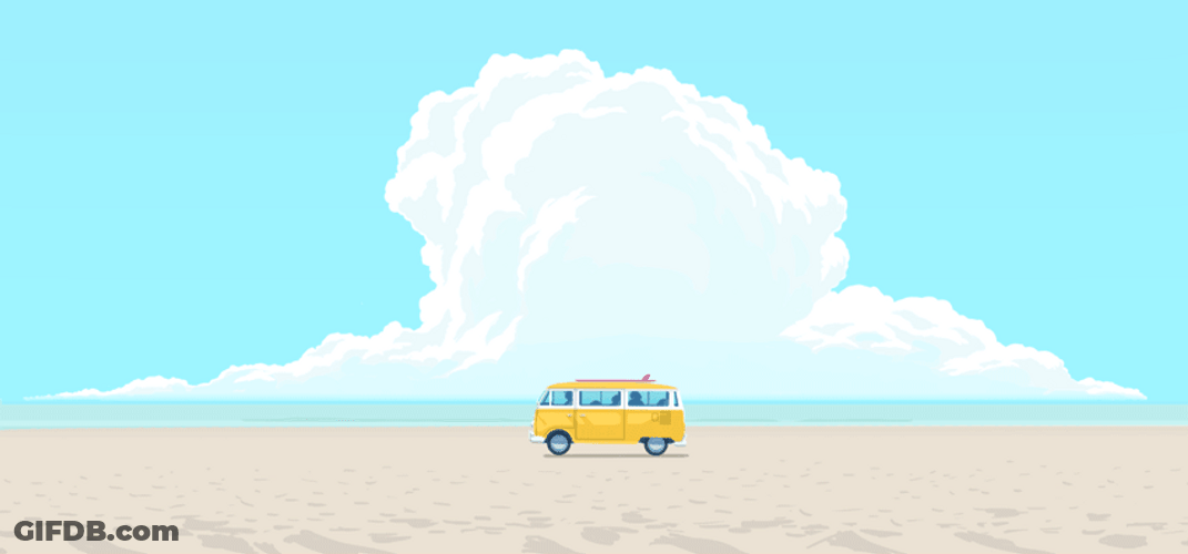 Illustration Summer Beach Van GIF
