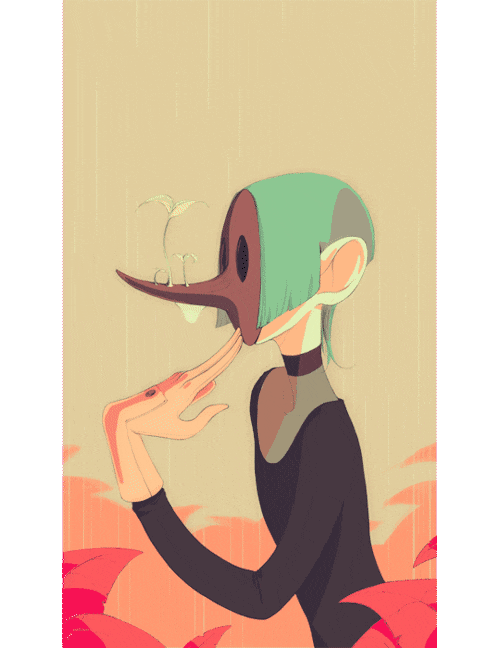Illustration Surreal Girl Rain GIF